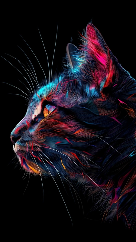 Neon Cat Profile Wallpaper