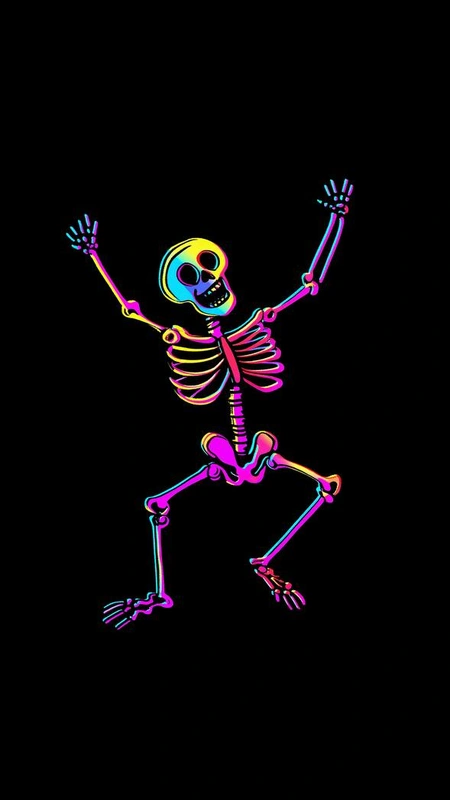 Neon Dancing Skeleton Wallpaper