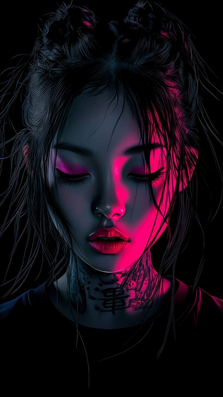Neon Pink Girl Wallpaper