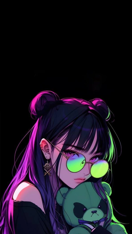 Purple Girl With Teddy Wallpaper