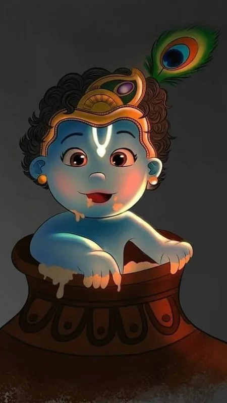 Baby Krishna Butter Pot Radha Krishna Wallpaper