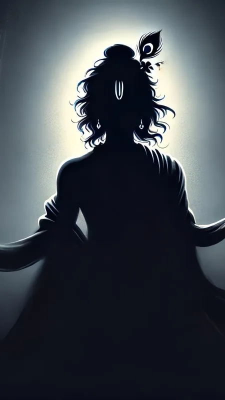 Backlit Krishna Silhouette Radha Krishna Wallpaper