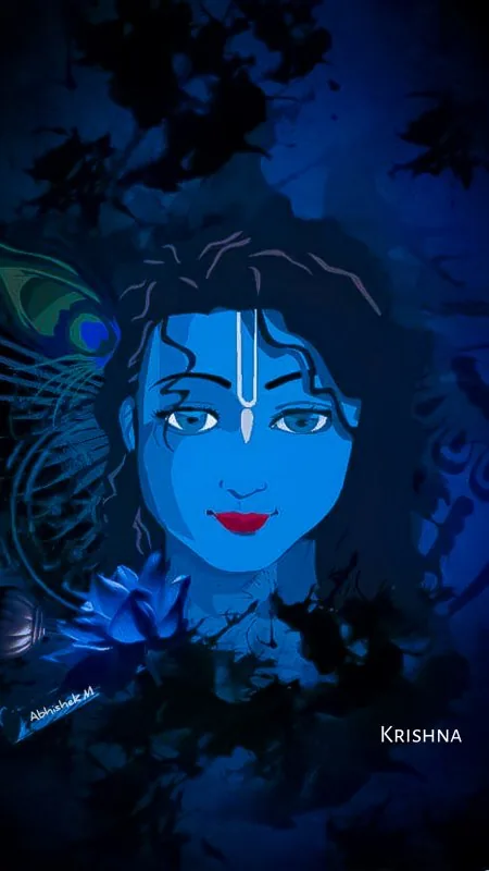 Blue Krishna Face Art Radha Krishna Wallpaper