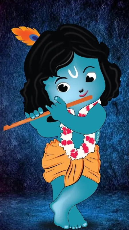 Cartoon Bal Krishna Flute Radha Krishna Wallpaper