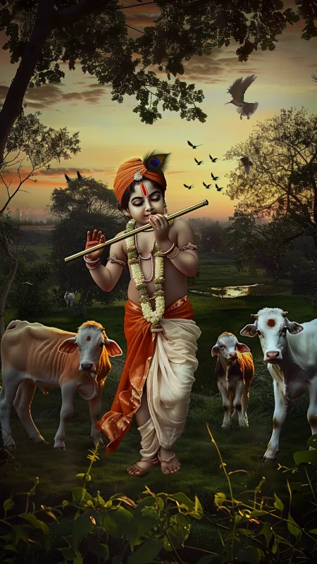 Radha Krishna Flute Wallpaper