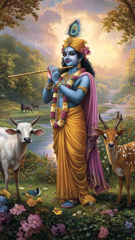 Flute Radha Krishna Wallpaper