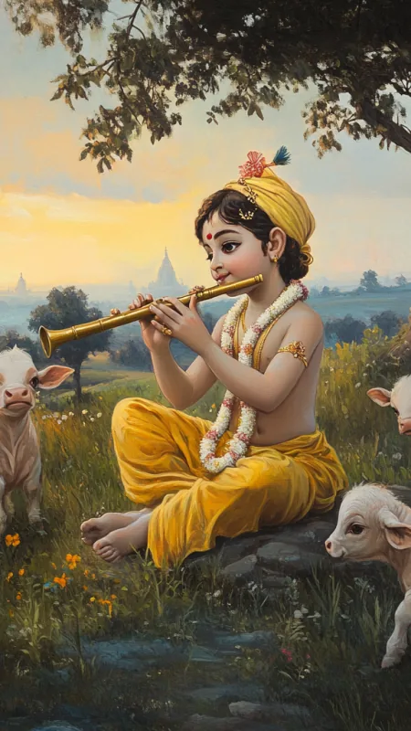 Radha Krishna Flute Wallpaper