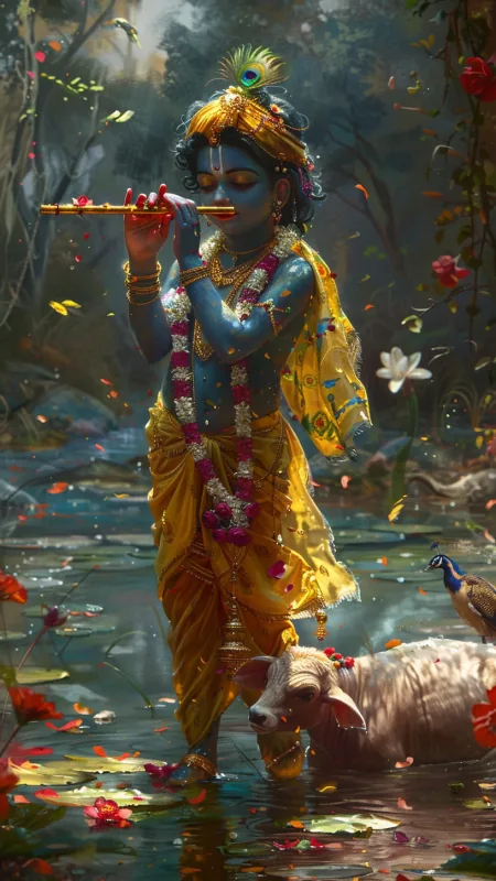 Radha Krishna Flute Wallpaper