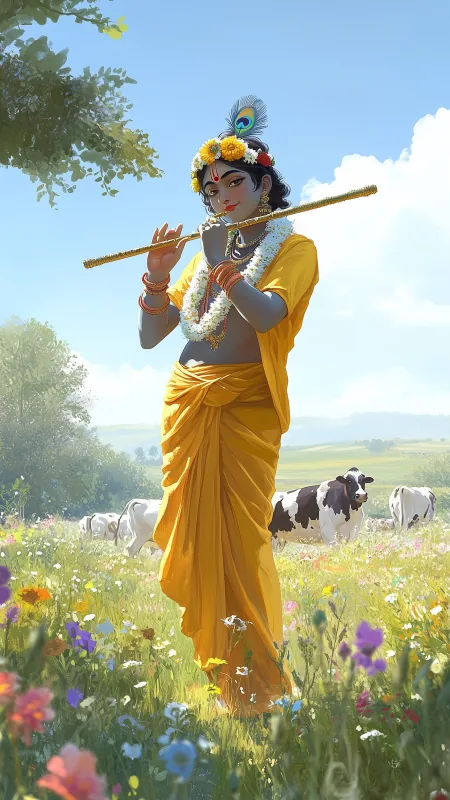 Flute Radha Krishna Wallpaper