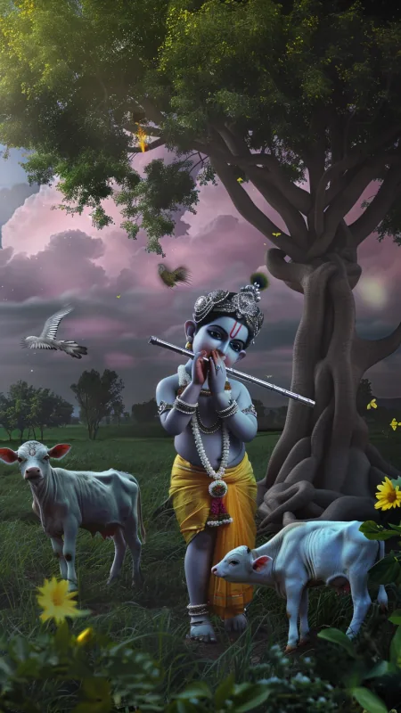 Radha Krishna Little Wallpaper