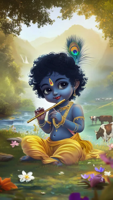 Radha Krishna Little Wallpaper