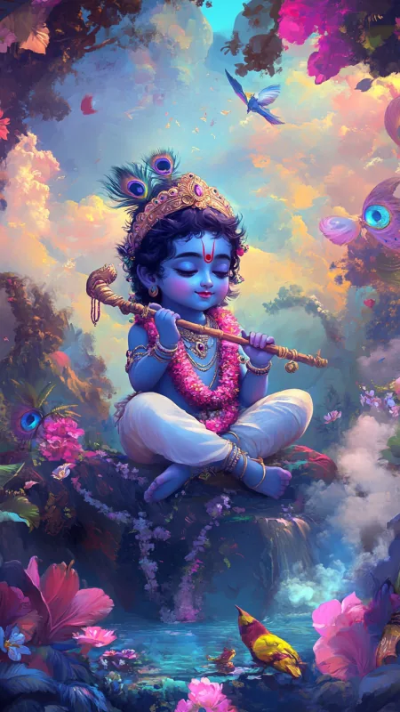 Radha Krishna Little Wallpaper