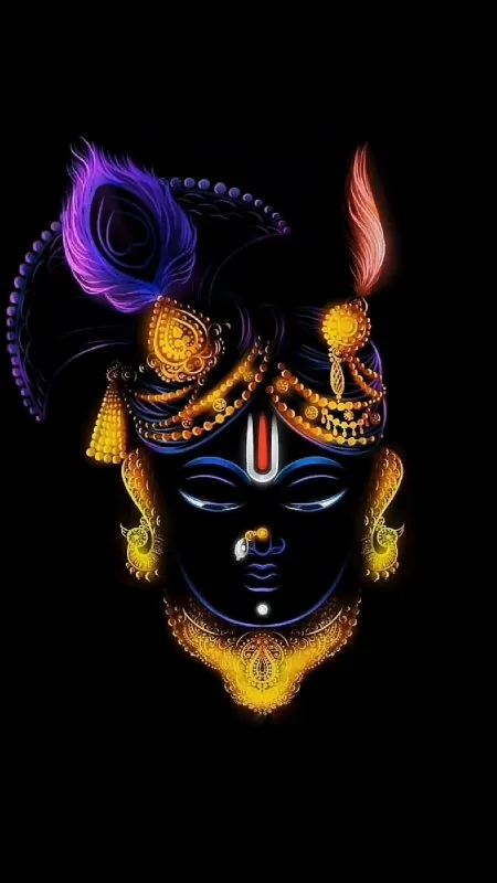 Shrinathji Neon Face Art Radha Krishna Wallpaper