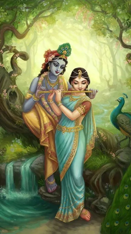 Krishna Teaching Radha Flute Wallpaper