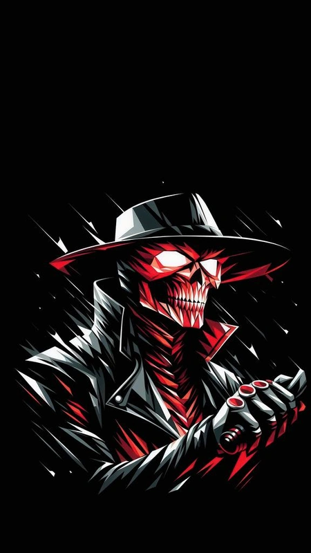 Red Cowboy Skeleton Wallpaper