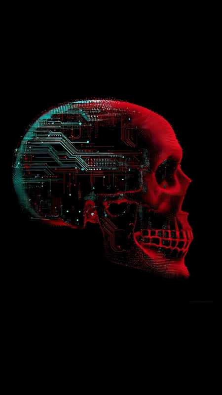Red Cyber Skull Wallpaper
