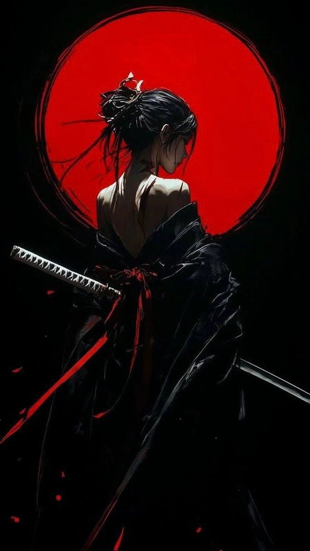 Red Moon Geisha Wallpaper