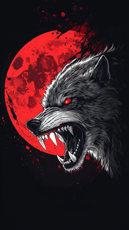 Red Moon Wolf Wallpaper