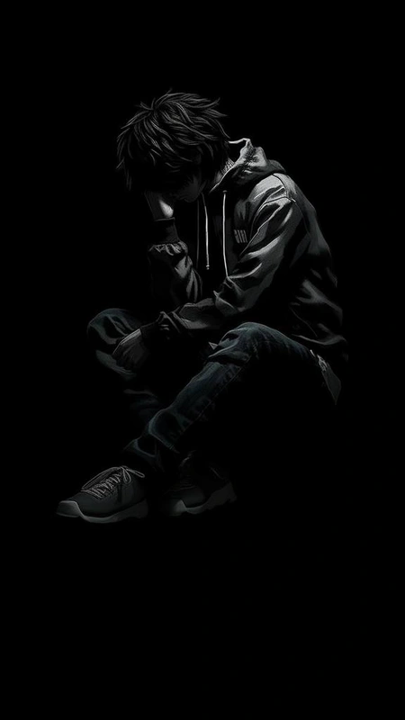 Sad Boy Alone Black Wallpaper