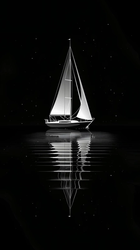 Sailboat At Night Wallpaper
