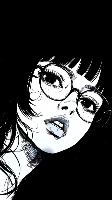 Sketch Girl Glasses Wallpaper