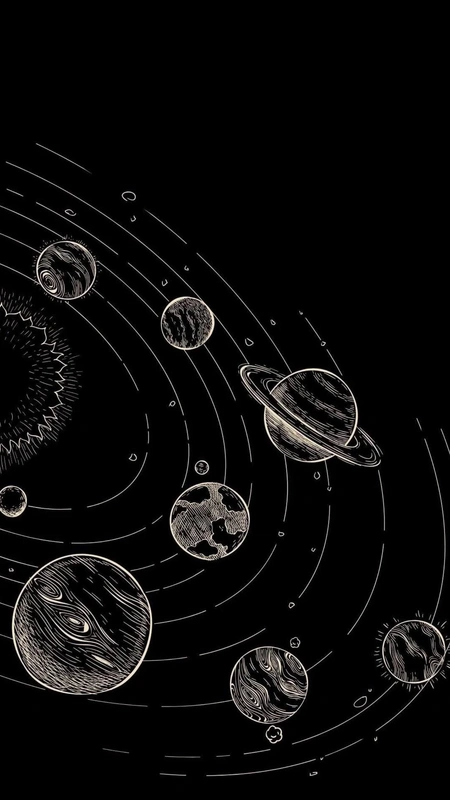 Solar System Sketch Wallpaper
