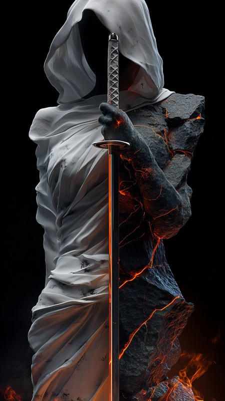 White Cloak Sword Wallpaper