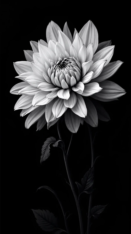 White Dahlia Dark Wallpaper